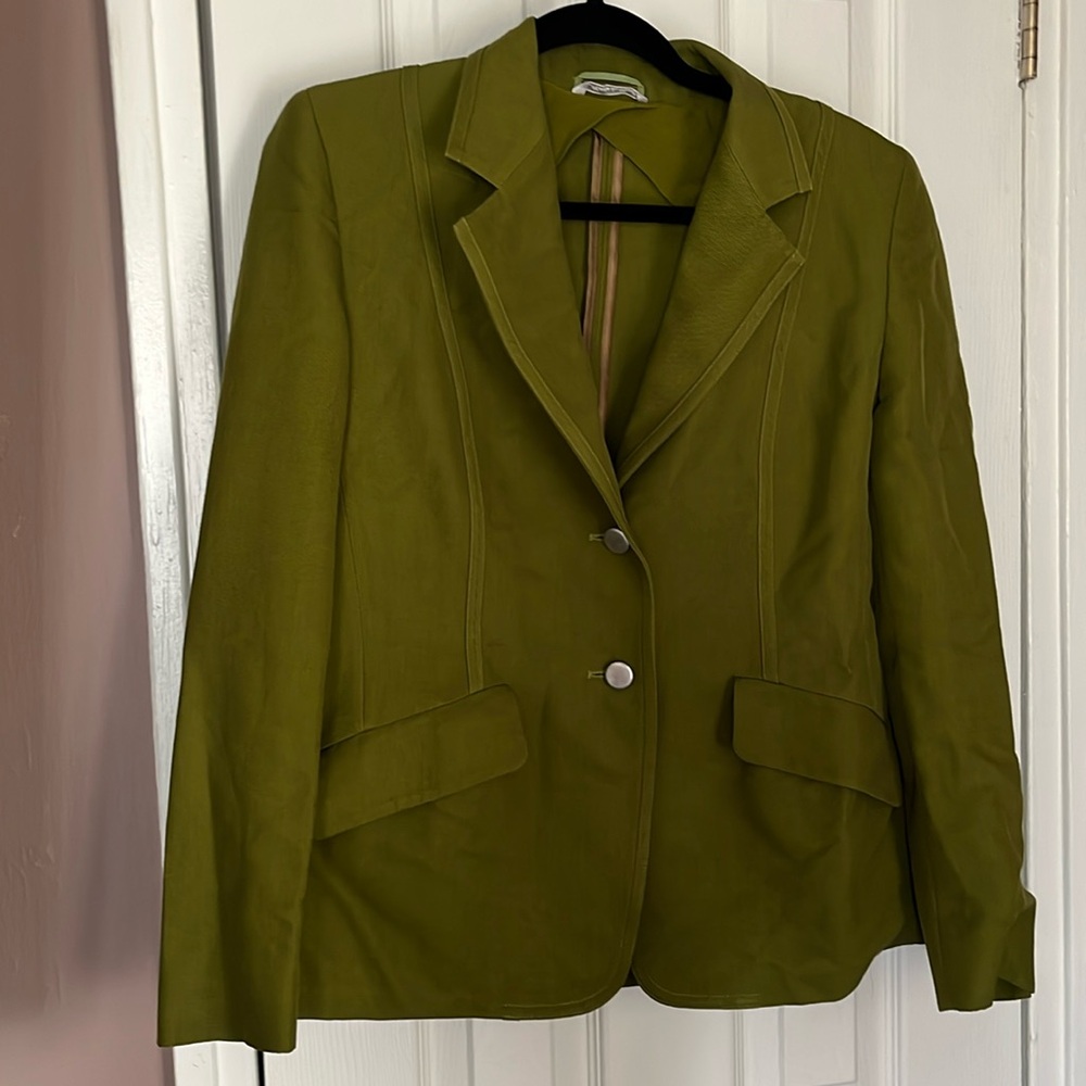 MaxMara Cotton Cupro Olive Blazer
